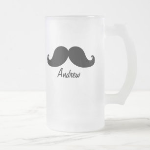 TAZA DE CRISTAL ESMERILADO EL MEJOR BIGOTE NEGRO PERSONALIZADO