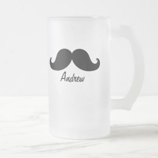 TAZA DE CRISTAL ESMERILADO EL MEJOR BIGOTE NEGRO PERSONALIZADO