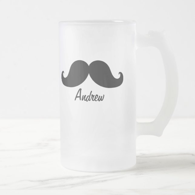TAZA DE CRISTAL ESMERILADO EL MEJOR BIGOTE NEGRO PERSONALIZADO (Derecha)