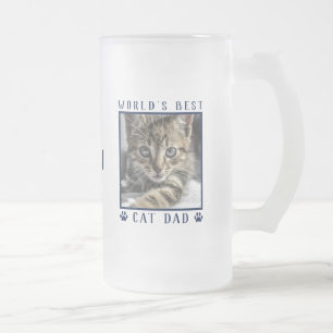 Taza De Cristal Esmerilado El Mejor Papá de Gatos del Mundo Huellas de Garra 