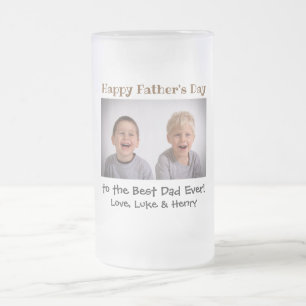 Taza De Cristal Esmerilado El mejor papá del día del padre foto de los niños