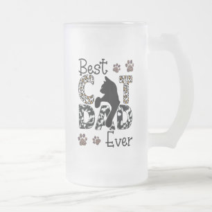 Taza De Cristal Esmerilado El mejor papá del gato, el leopardo del papá del g