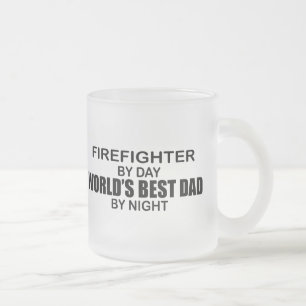 Taza De Cristal Esmerilado El mejor papá del mundo - bombero