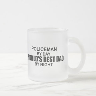 Taza De Cristal Esmerilado El mejor papá del mundo - policía