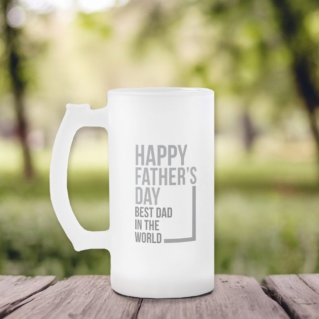 Taza De Cristal Esmerilado El mejor papá en el Día Mundial del Padre (Best dad in the world Father's day frosted glass mug.)
