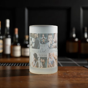 Taza De Cristal Esmerilado El mejor papá guiño al Collage de fotos del Día de