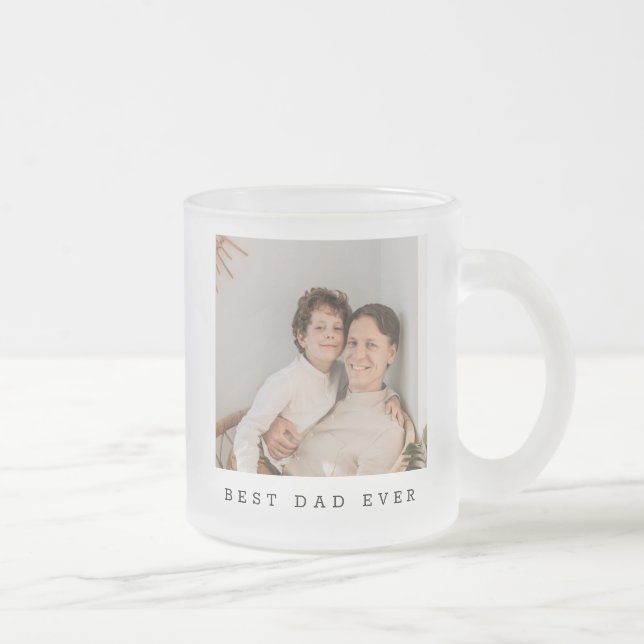 Taza De Cristal Esmerilado El mejor papá siempre con foto completa personaliz (Derecha)