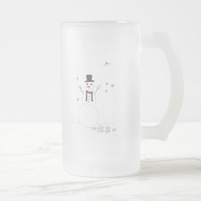 Taza De Cristal Esmerilado El muñeco de nieve (Derecha)