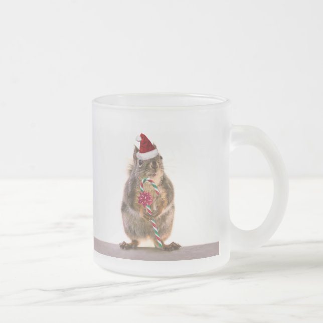 Taza De Cristal Esmerilado El navidad atesora con el bastón de caramelo (Derecha)