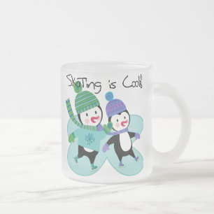 Taza De Cristal Esmerilado El patinaje de los pingüinos es fresco