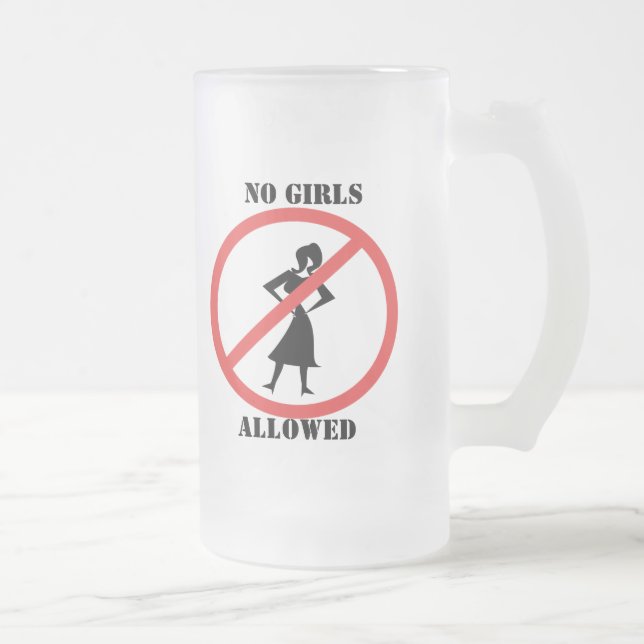 Taza De Cristal Esmerilado El pictograma sin símbolo Sin Chicas permitidos (Derecha)