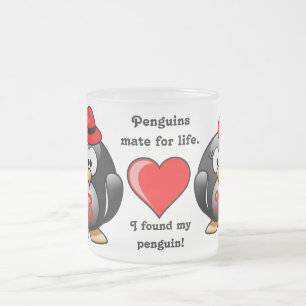 Taza De Cristal Esmerilado El pingüino I encontró a mi compañero para el