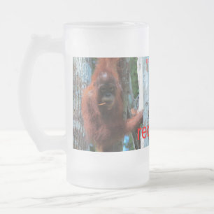 Taza De Cristal Esmerilado El Redhead de la naturaleza: el mono rojo