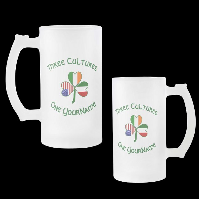 Taza De Cristal Esmerilado El Shamrock americano italiano personalizado (Subido por el creador)