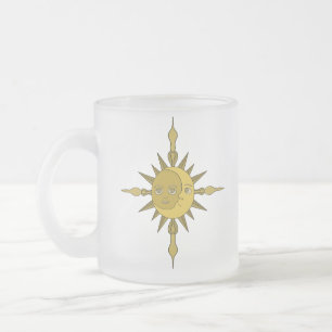 Taza De Cristal Esmerilado El sol y la luna