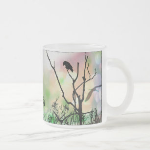 Taza De Cristal Esmerilado El solitario cuervo escarlata