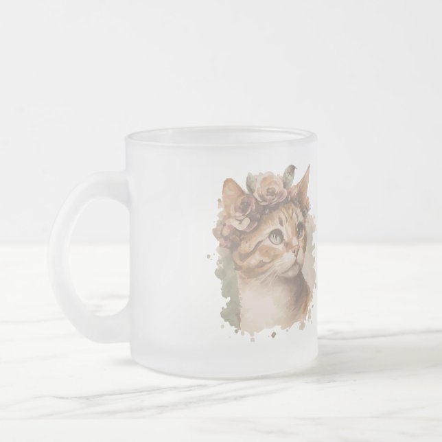 Taza De Cristal Esmerilado El Tiempo Que Se Dedica Con El Diseño De Acuarela  (Izquierda)