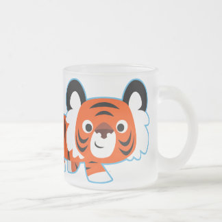 Taza De Cristal Esmerilado El tigre Personalizado lindo en la rana escarcha d