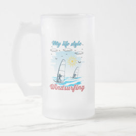 Taza De Cristal Esmerilado El Windsurf es mi estilo de vida