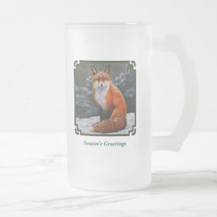 Taza De Cristal Esmerilado El zorro rojo curado en la nieve de invierno