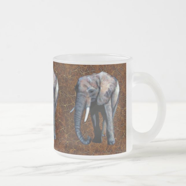 Taza De Cristal Esmerilado Elefante africano apoya la vida silvestre bebiendo (Derecha)