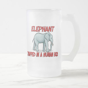 Taza De Cristal Esmerilado Elefante atrapado en un cuerpo humano