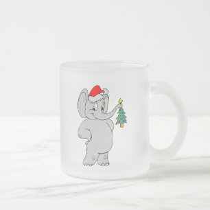 Taza De Cristal Esmerilado Elefante del navidad