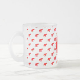 Taza De Cristal Esmerilado elefante polkadot rojo blanco