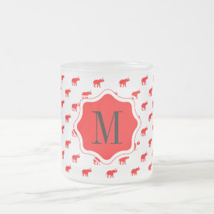 Taza De Cristal Esmerilado elefante polkadot rojo blanco