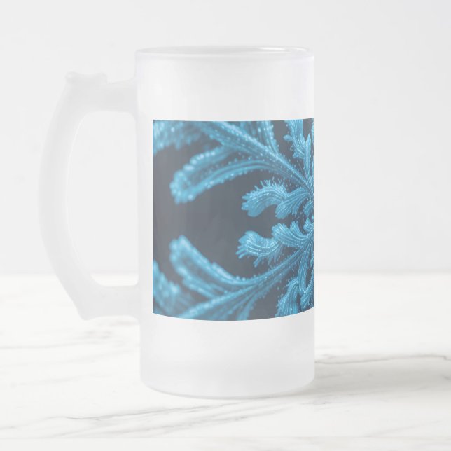 Taza De Cristal Esmerilado Elegancia congelada: intrincado diseño de copos de (Izquierda)