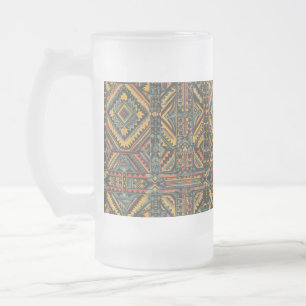 Taza De Cristal Esmerilado "Elegancia geométrica centenaria" azul escarpado 4