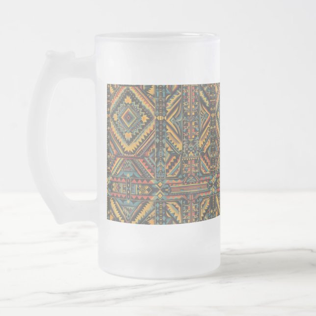 Taza De Cristal Esmerilado "Elegancia geométrica centenaria" azul escarpado 4 (Izquierda)