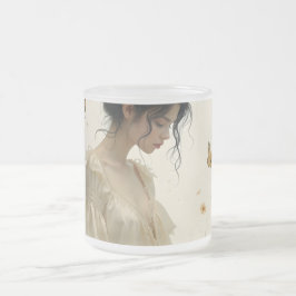 Taza De Cristal Esmerilado Elegancia suave en una danza de mariposa