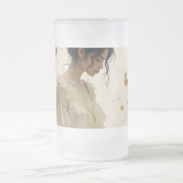 Taza De Cristal Esmerilado Elegancia suave en una danza de mariposa