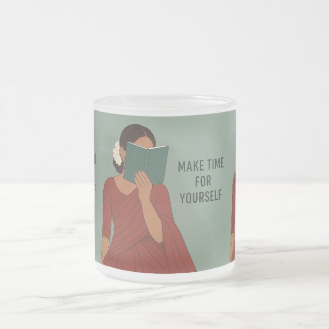 Taza De Cristal Esmerilado Elegancia tamil eterna (Centro)