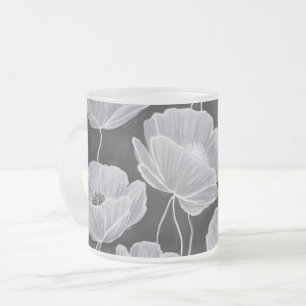 Taza De Cristal Esmerilado Elegant and Whimsical Poppies
