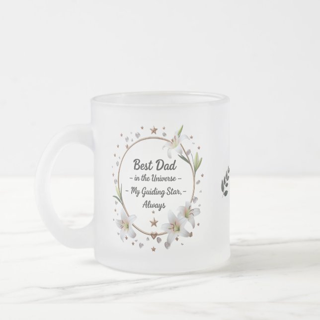 Taza De Cristal Esmerilado Elegant Frosted Dad Mug - Estrella guía de 10 oz (Izquierda)