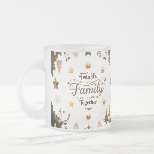 Taza De Cristal Esmerilado Elegant Gold Musical Twinkle Family Frosted Glass  (Izquierda)