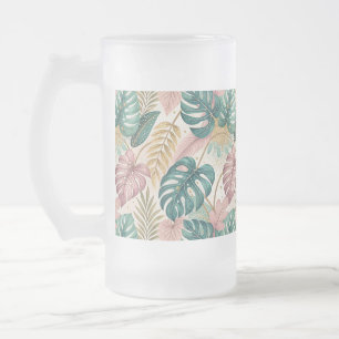 Taza De Cristal Esmerilado Elegant Monsteras Gold