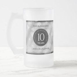 Taza De Cristal Esmerilado Elegante 10° Aniversario del Boda Tin
