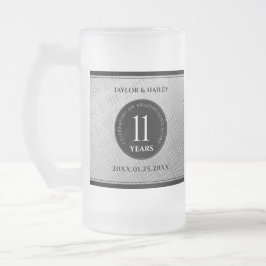 Taza De Cristal Esmerilado Elegante 11ª celebración del Aniversario del Boda