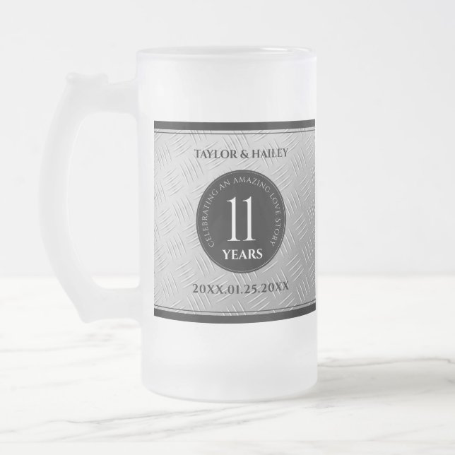 Taza De Cristal Esmerilado Elegante 11ª celebración del Aniversario del Boda  (Izquierda)