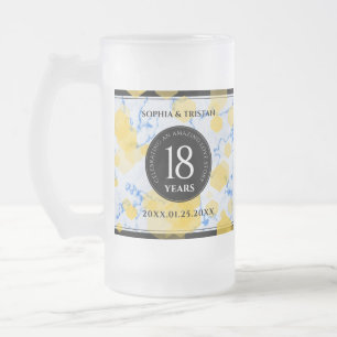 Taza De Cristal Esmerilado Elegante 18º Aniversario del Boda de Porcelana