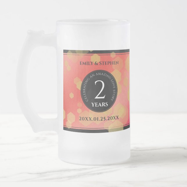 Taza De Cristal Esmerilado Elegante 2º Aniversario del Boda Garnet (Izquierda)