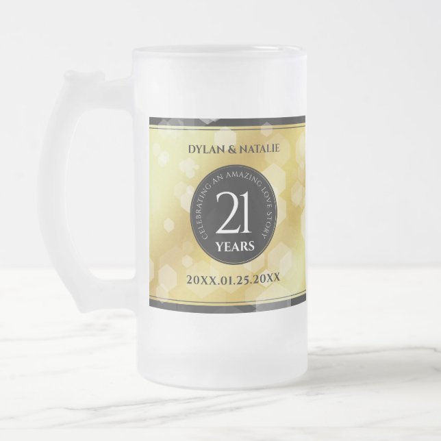 Taza De Cristal Esmerilado Elegante 21ª celebración del Aniversario del Boda  (Izquierda)