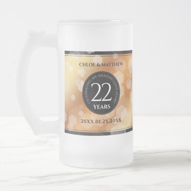 Taza De Cristal Esmerilado Elegante 22° Aniversario del Boda del Cobre (Izquierda)