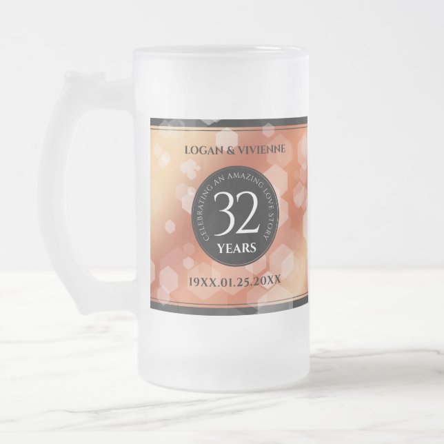 Taza De Cristal Esmerilado Elegante 32° Aniversario del Boda de Bronce (Izquierda)