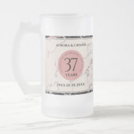 Taza De Cristal Esmerilado Elegante 37° Aniversario del Boda de Alabastro