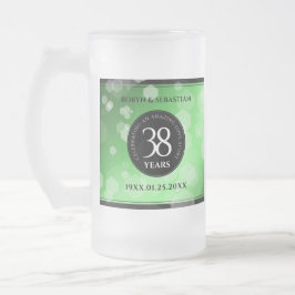 Taza De Cristal Esmerilado Elegante 38° aniversario de Boda Esmeralda
