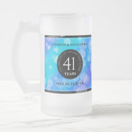 Taza De Cristal Esmerilado Elegante 41° Aniversario del Boda de Topaz Azul